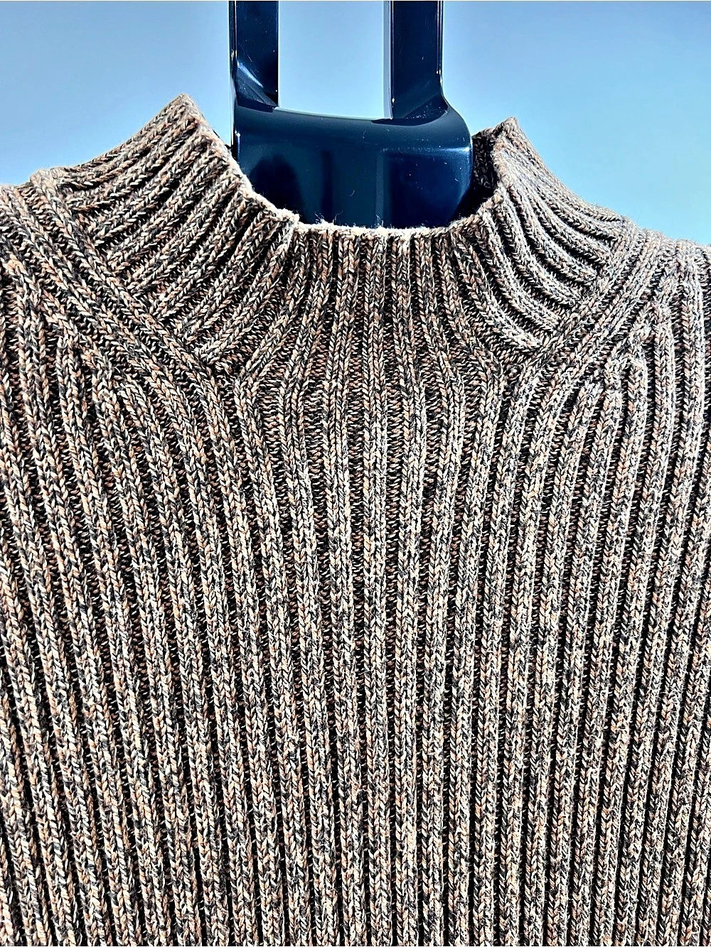 Vintage St. John’s Bay Ribbed Knit Mock Neck Sweater Brown 100% Cotton - Picture 3 of 4